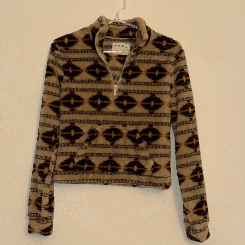 Cozy Fleece Aztec Pattern Sweater - Size XS